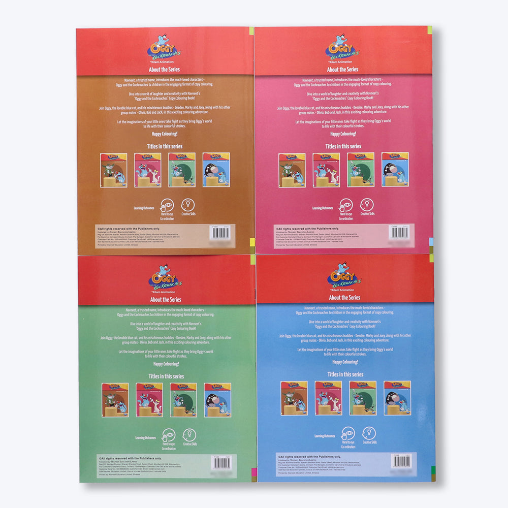 Navneet Oggy & The Cockroaches Copy Colouring Books- Set of 4 books -Painting and colouring books for kids- Youva Stationery- 96 pages