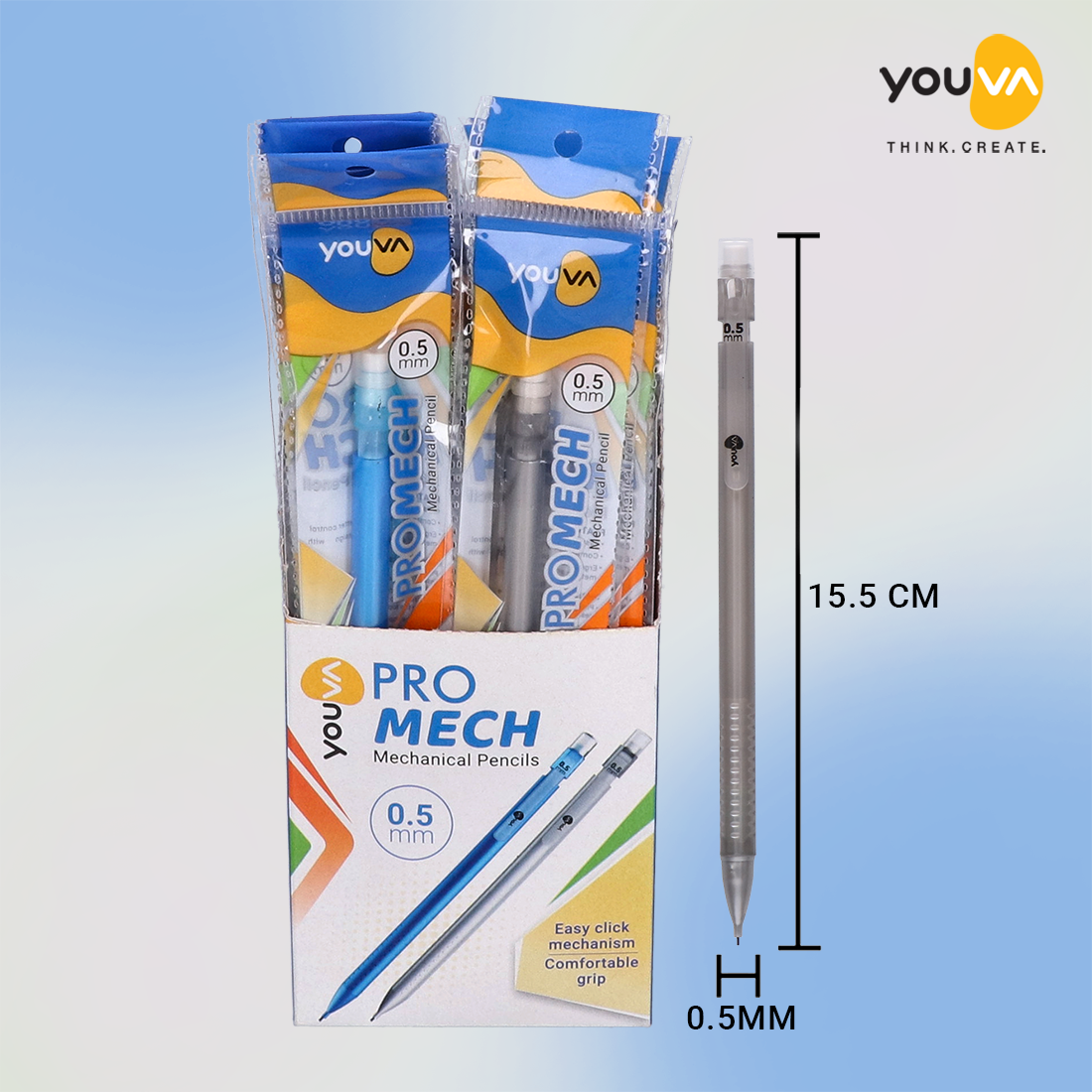 Youva PROMECH Mechanical Pencils| Pack of 10|0.5mm |For School Students by Navneet