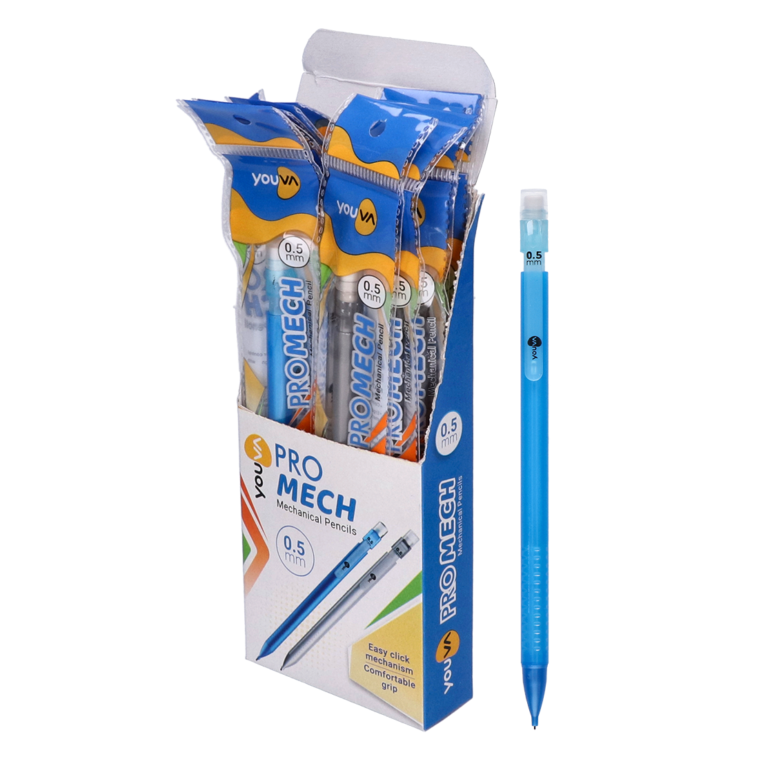 Youva PROMECH Mechanical Pencils| Pack of 10|0.5mm |For School Students by Navneet