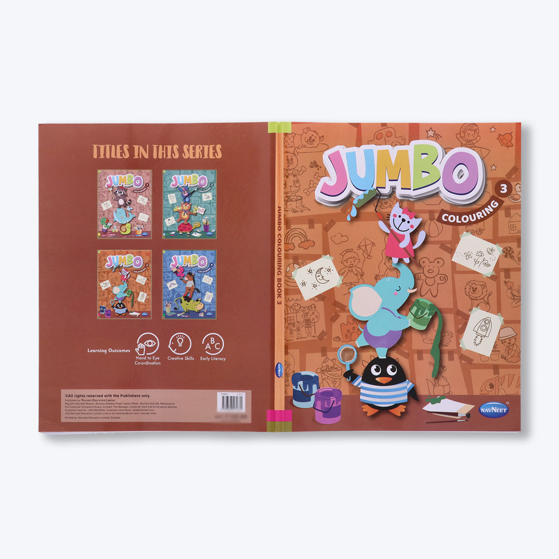 Navneet's Jumbo Colouring Book - III can be used with colour pencils or crayons for age group.