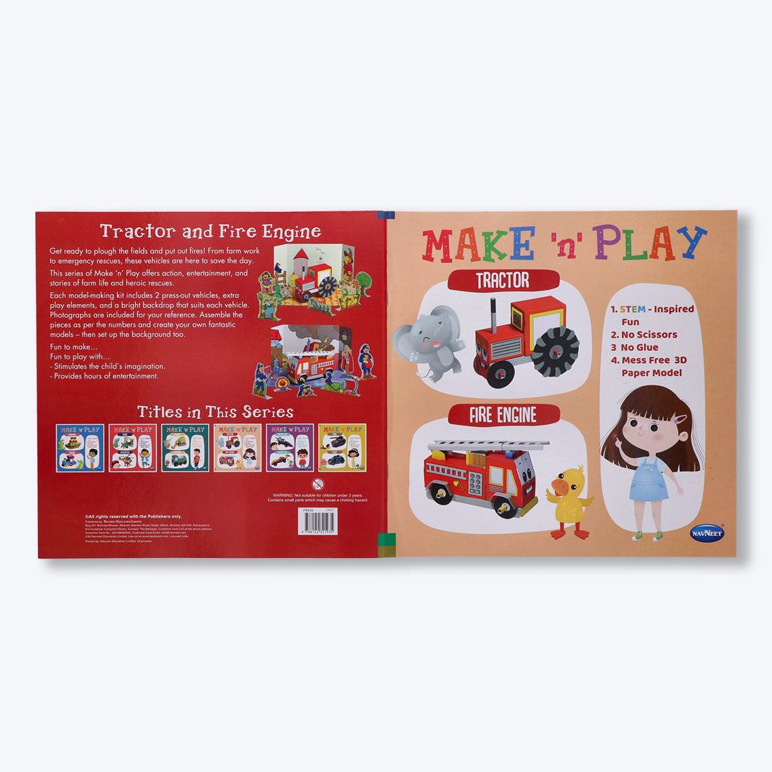 Navneet's Make n Play â€“ Tractor & Fire Engine  Fun DIY Crafts - School Project Book - Mess Free Activities