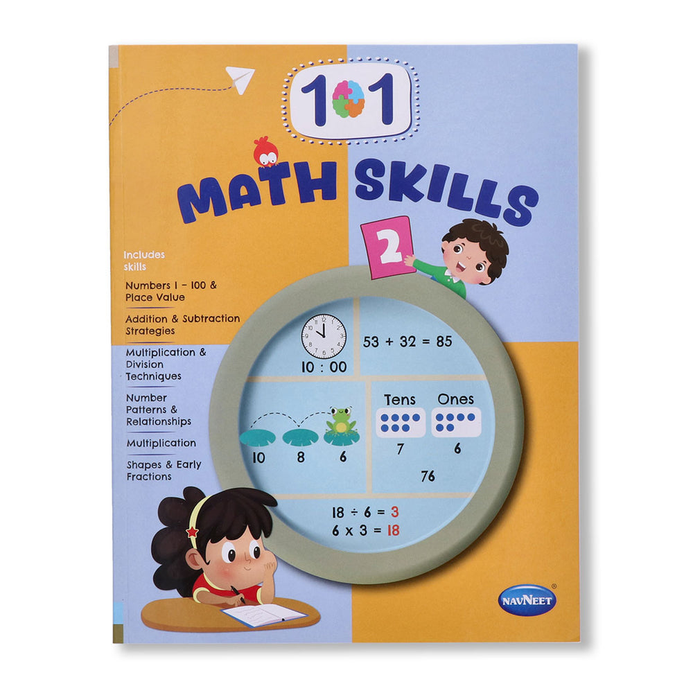 Navneet 101 Maths Skills Book 2 skills like money concepts, data handling, and spatial awareness