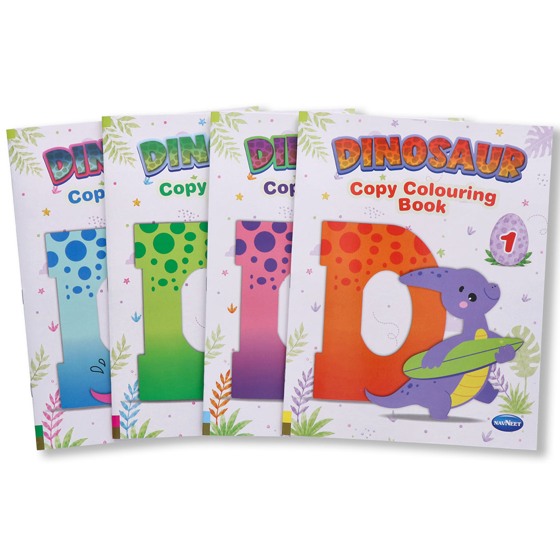 Navneet Dinosaur Copy Colouring Book Series - Pack of 4 Books - Best for small kids - Colouring Books for Kids - Youva Crayons