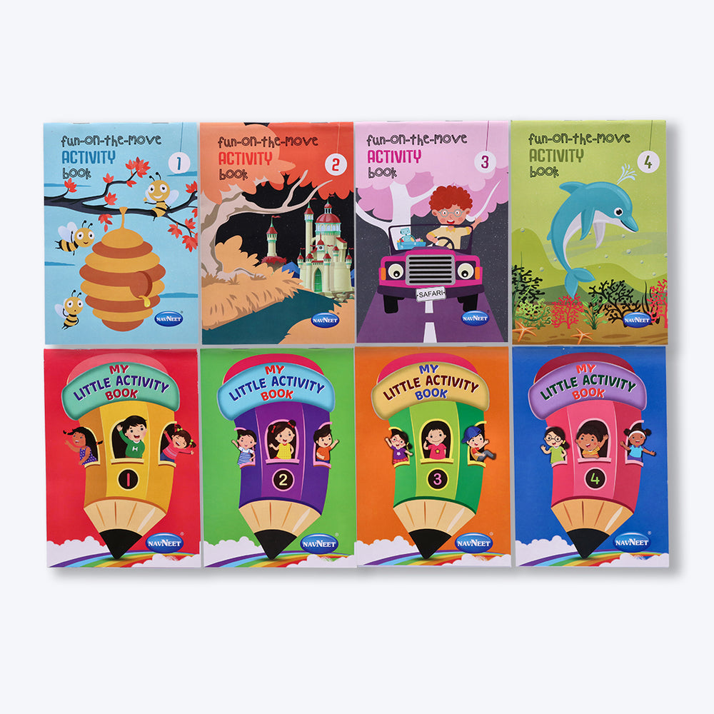 Navneet Activity Book series My little activity and Fun on the move set of 8 books with Innovative and thematic and a compact travel pal for your little ones