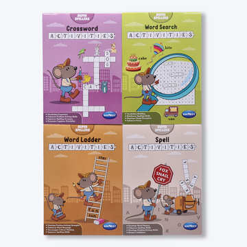 Navneet Super Spellers Series- Set of 4 Books-Word Search Crossword Word Ladders Spell Puzzles-Vocabulary Booster: Classic Activities For All Pack Of 1