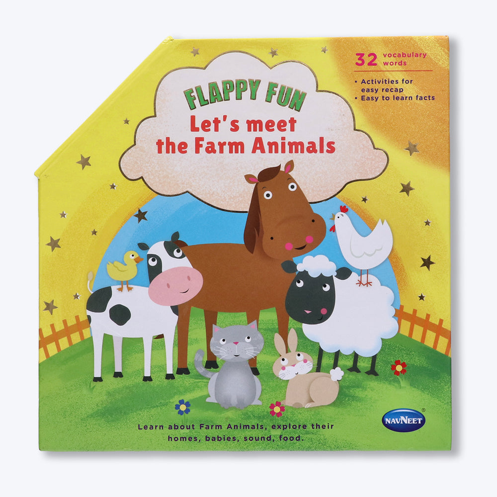 Navneet Flappy Fun Picture Book for preschoolers– Lets meet the Farm Animals- Innovative Pop Up Book for gifting- Learn about farm animals & their homes, babies, sound, food.