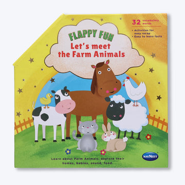 Navneet Flappy Fun Picture Book for preschoolers– Lets meet the Farm Animals- Innovative Pop Up Book for gifting- Learn about farm animals & their homes, babies, sound, food.