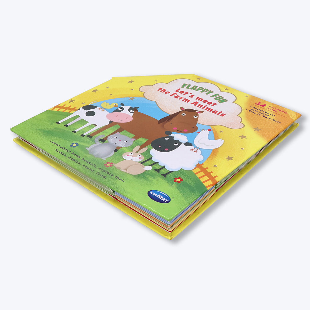 Navneet Flappy Fun Picture Book for preschoolers– Lets meet the Farm Animals- Innovative Pop Up Book for gifting- Learn about farm animals & their homes, babies, sound, food.