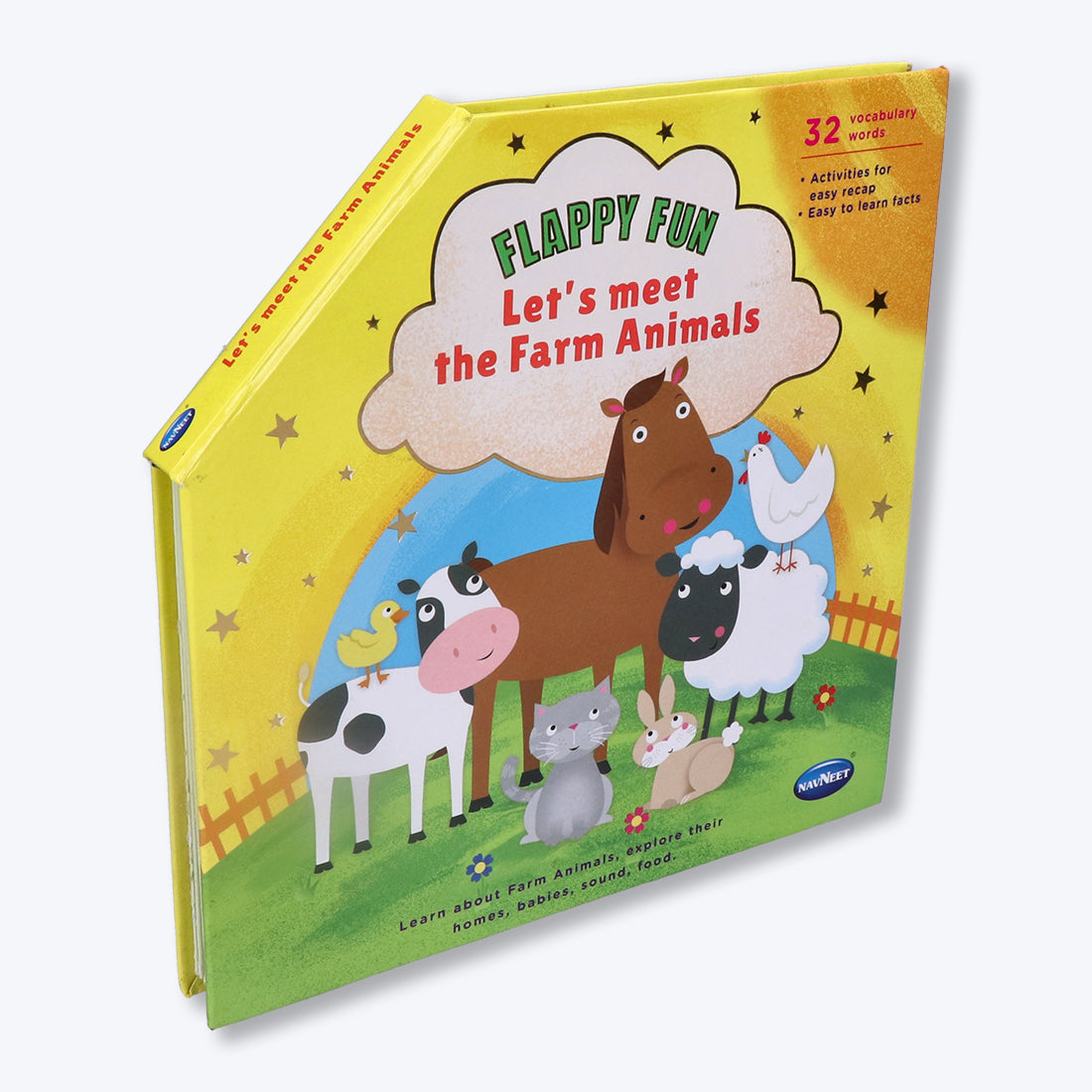 Navneet Flappy Fun Picture Book for preschoolers– Lets meet the Farm Animals- Innovative Pop Up Book for gifting- Learn about farm animals & their homes, babies, sound, food.