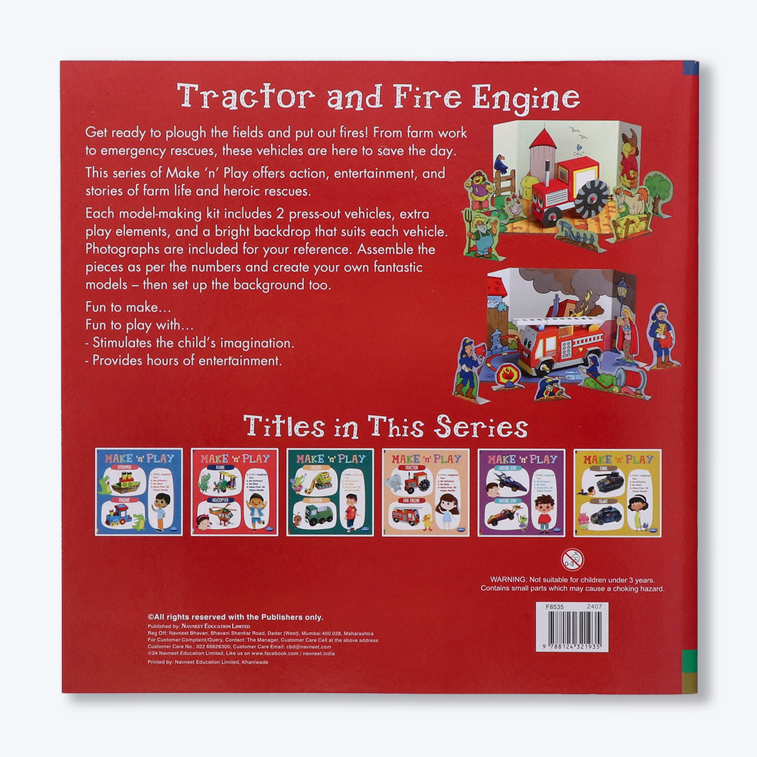 Navneet's Make n Play â€“ Tractor & Fire Engine  Fun DIY Crafts - School Project Book - Mess Free Activities