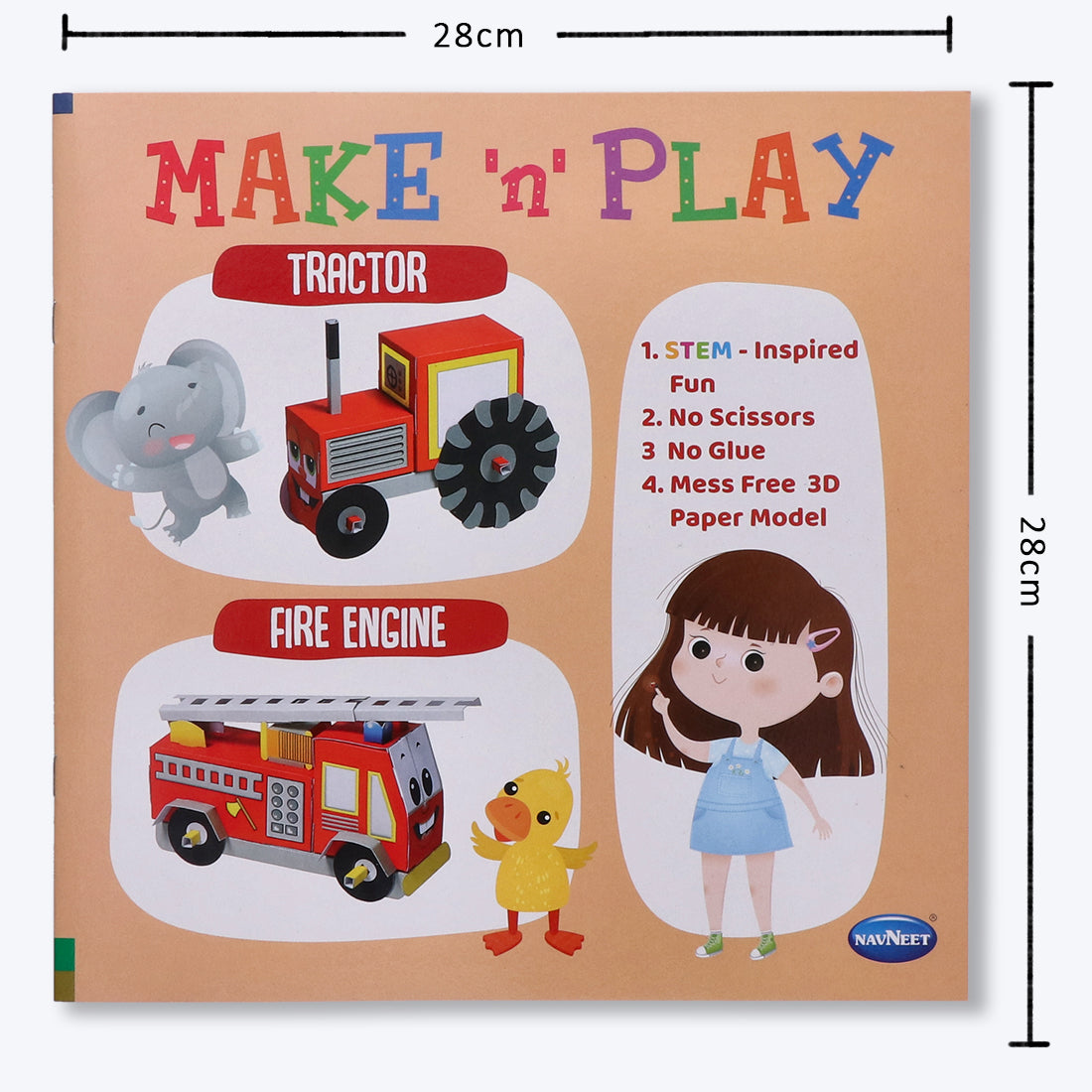 Navneet's Make n Play â€“ Tractor & Fire Engine  Fun DIY Crafts - School Project Book - Mess Free Activities