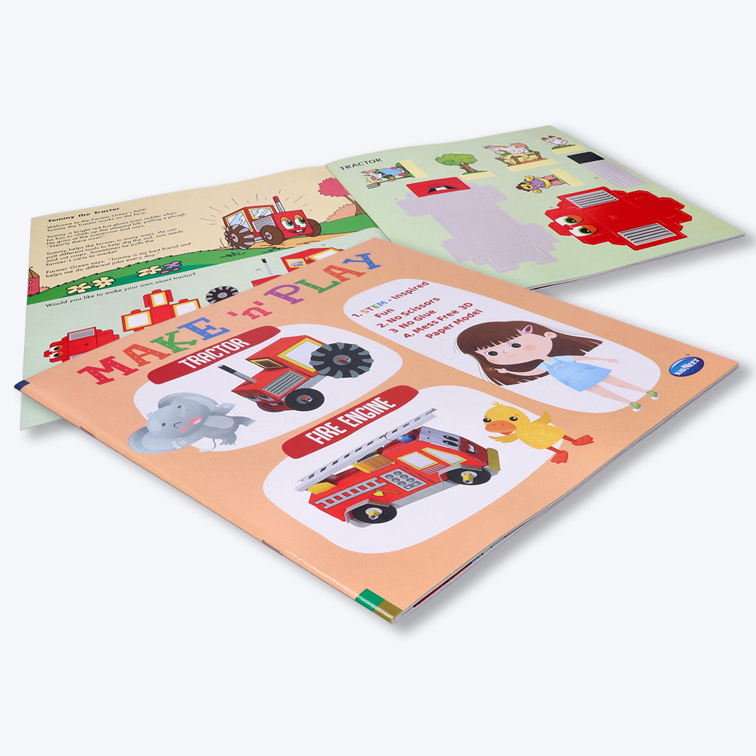 Navneet's Make n Play â€“ Tractor & Fire Engine  Fun DIY Crafts - School Project Book - Mess Free Activities