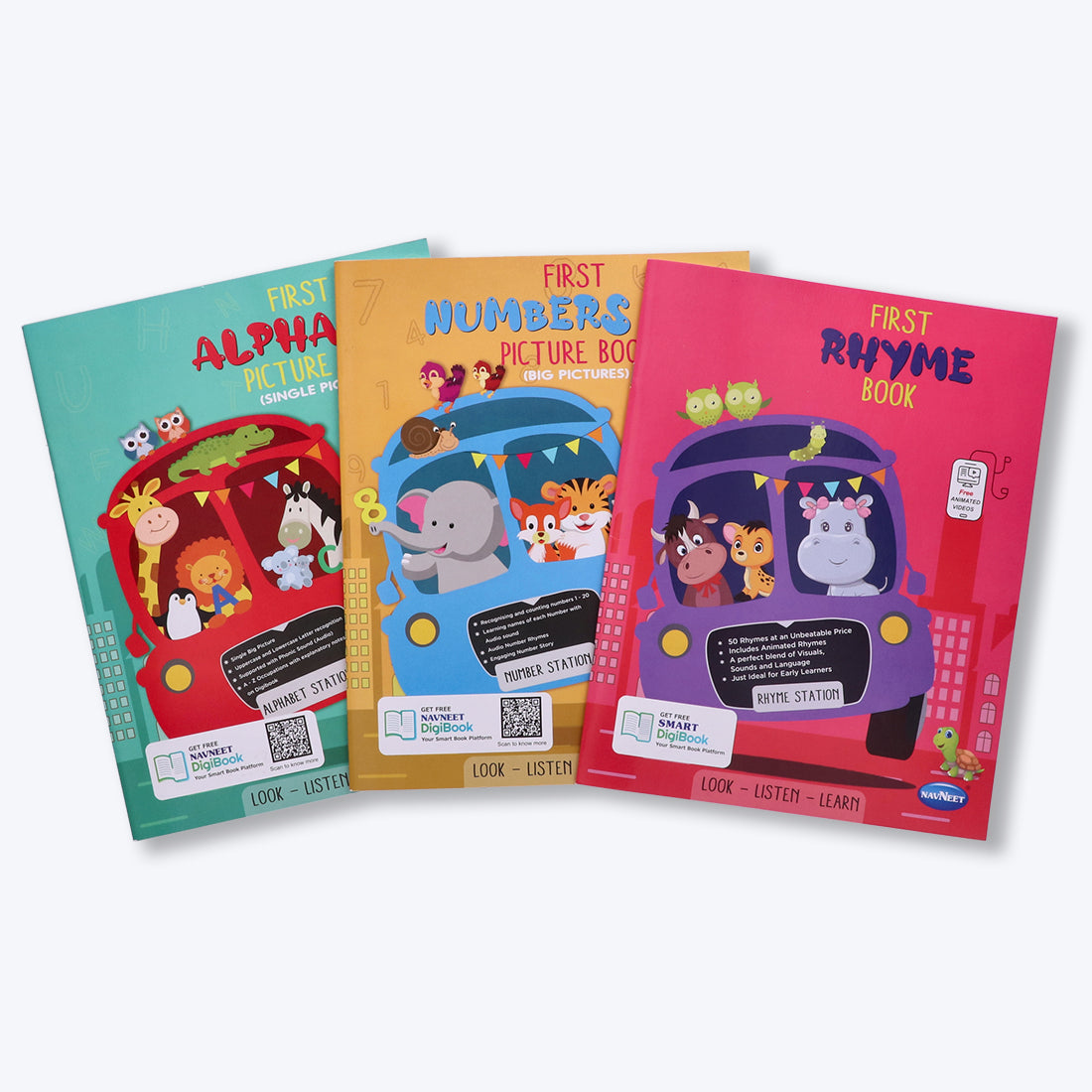 Navneet First Alphabet Picture Book, First Numbers 1-20 Picture Book and My First Rhyme Book-Bestselling Picture for Babies & Toddlers: Large Picture