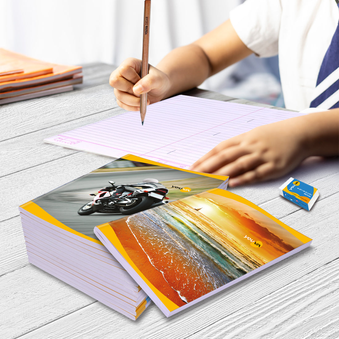 Single Line (Wide Ruled) YOUVA  Note Book – Jumbo Size (Soft Bound) Pack Of 6