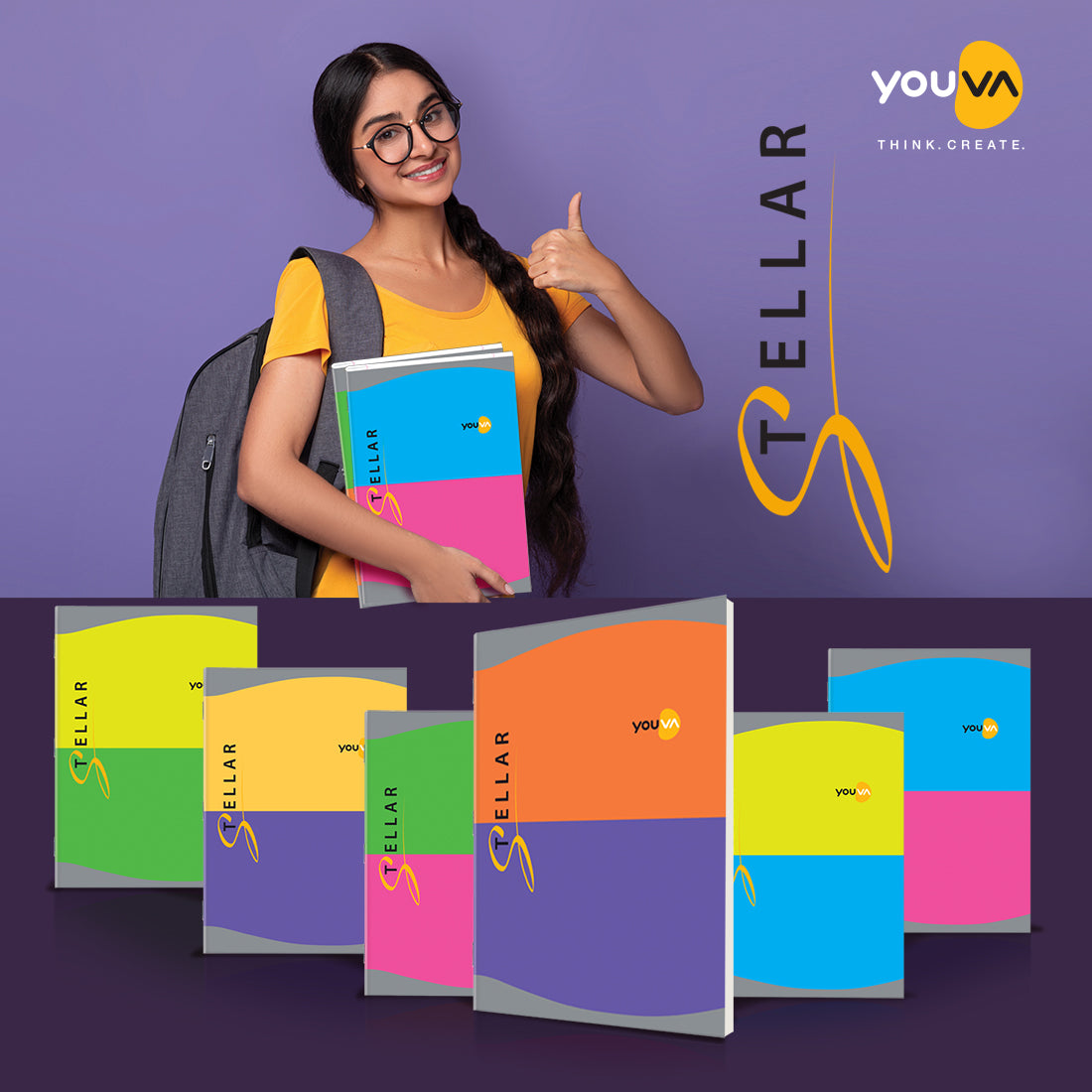 Navneet Youva Stellar | Soft Bound upgraded Long Book for students | A4 size- 21 cm x 29.7 cm | Single Line | 196 Pages | Pack of 2