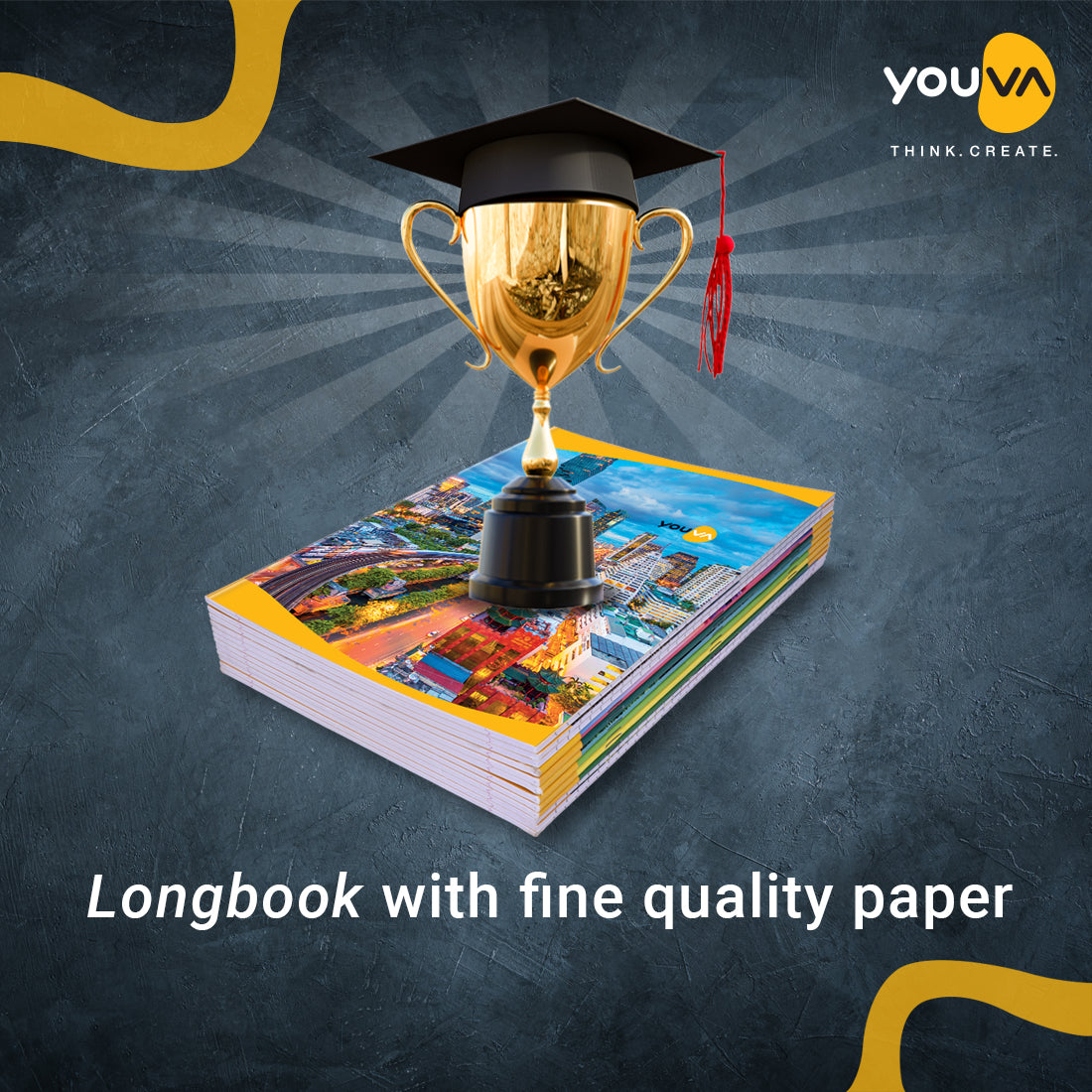 Navneet Youva | Long Book | Soft Bound / Soft cover Notebook for Students | A4 size - 21 cm X 29.7 cm | Unruled | 76 Pages | Pack of 4