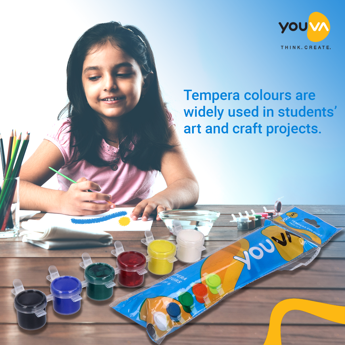 Navneet Youva | Tempera Colours students of all age groups | Liquid Colours | 3 ml each | Pack of 6