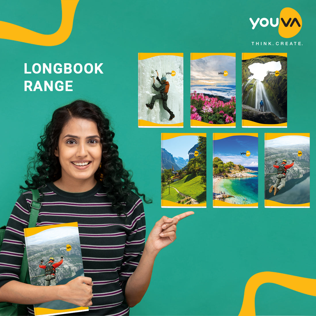 Navneet Youva | Soft Bound Long Book for Students and Office Executives | King Size- 19 cm x 31 cm | Unruled | 180 Pages| Pack of 2