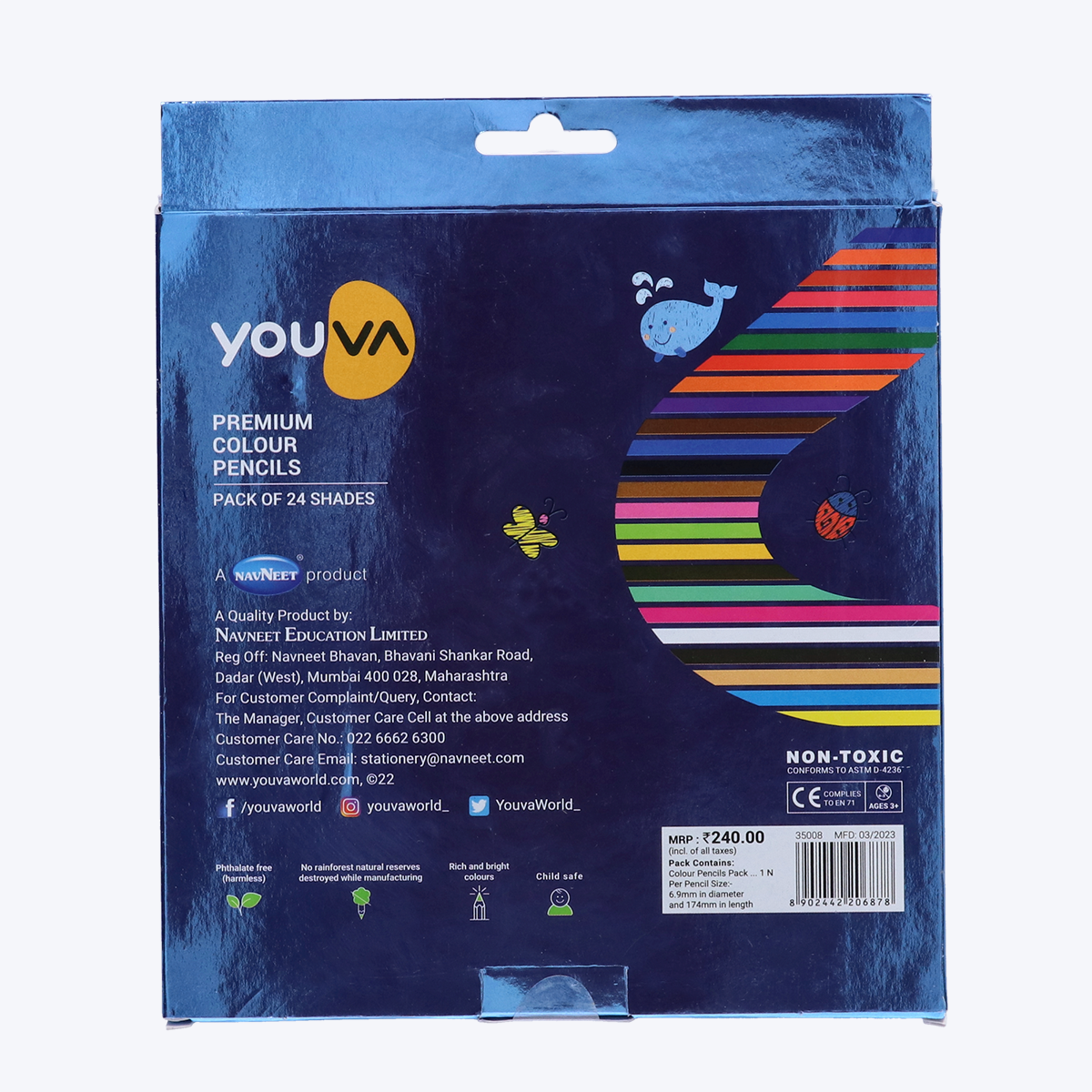 Navneet Youva | Premium Colour Pencils  for Students and Hobby artists  | Pack of 24
