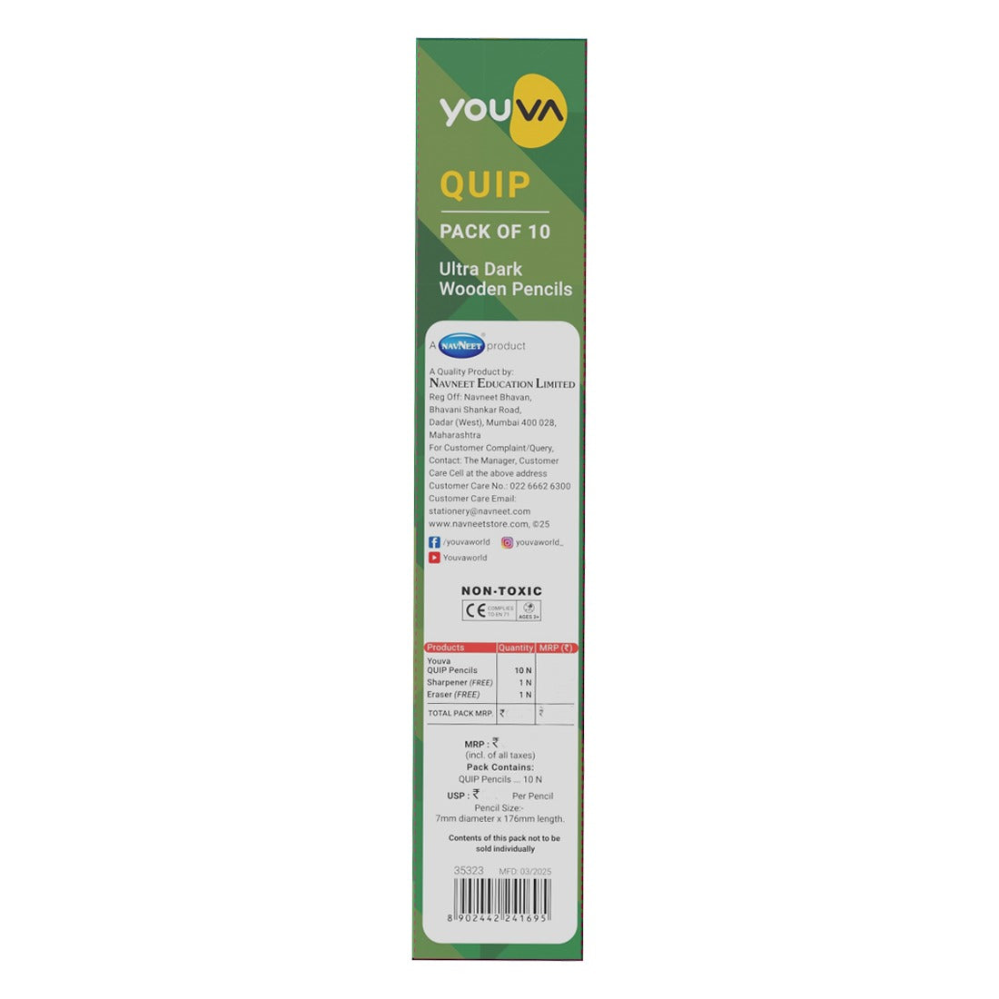 Youva Quip Pencil | Pack of 10 | Pencil with Inspirational quotes | For School Students by Navneet