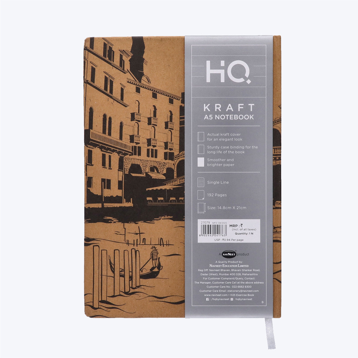 HQ KRAFT Notebook|Size A5|14.8cm X 21 cm|192 Pages | Single Line|For College Students by Navneet