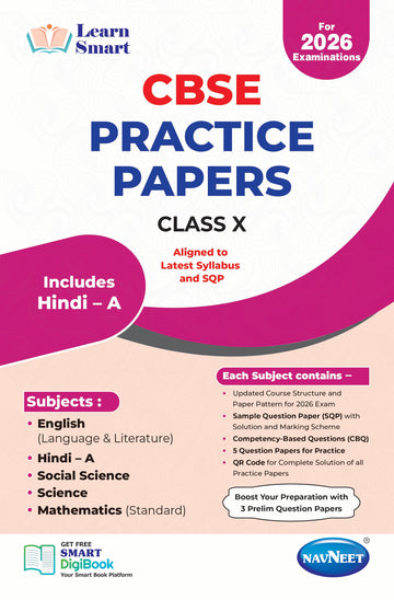 NAVNEET LEARN SMART – CBSE PRACTICE PAPERS CLASS 10 FOR BOARD EXAMS 2026 [English + Hindi A + Social Science + Science + Mathematics (Standard)] Pack Of 1 | CBSE Board