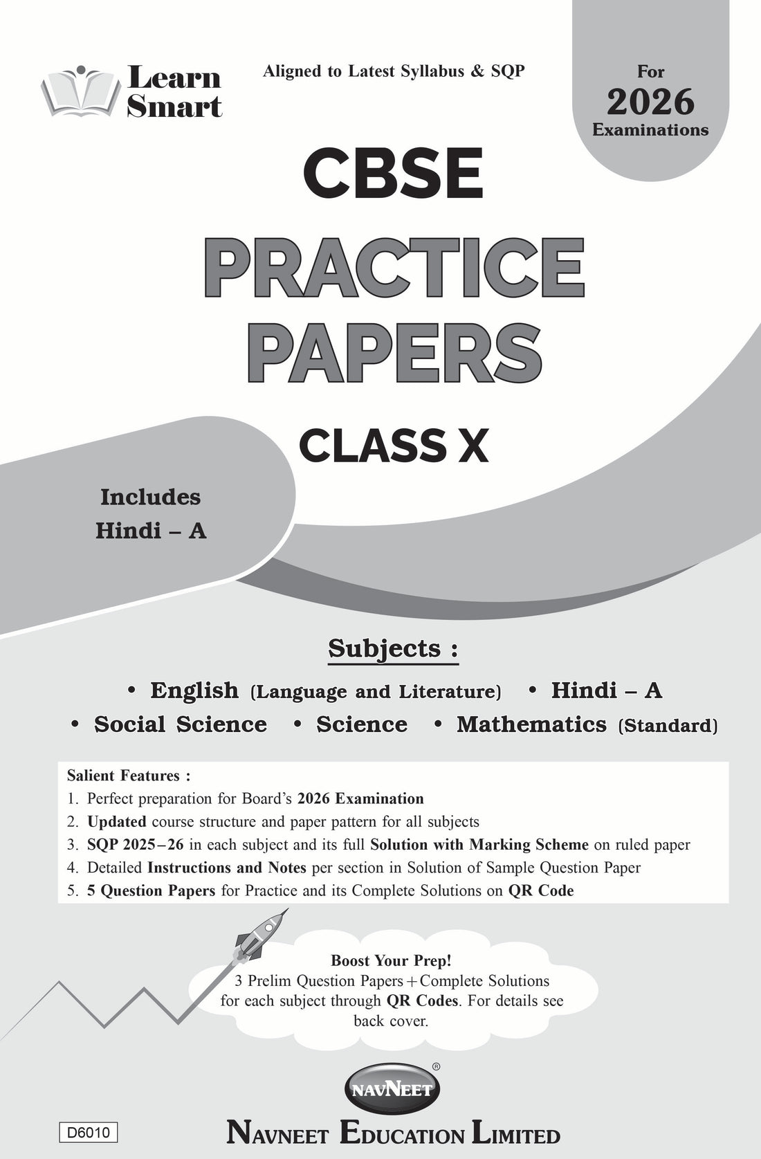 NAVNEET LEARN SMART – CBSE PRACTICE PAPERS CLASS 10 FOR BOARD EXAMS 2026 [English + Hindi A + Social Science + Science + Mathematics (Standard)] Pack Of 1 | CBSE Board