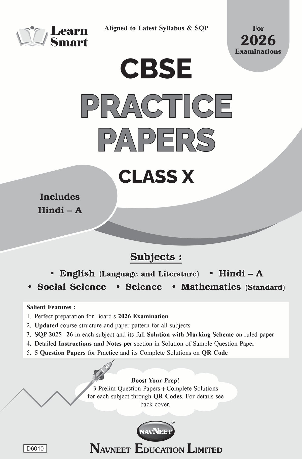 NAVNEET LEARN SMART – CBSE PRACTICE PAPERS CLASS 10 FOR BOARD EXAMS 2026 [English + Hindi A + Social Science + Science + Mathematics (Standard)] Pack Of 1 | CBSE Board