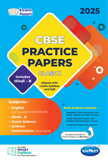 NAVNEET LEARN SMART – CBSE PRACTICE PAPERS CLASS 10 FOR BOARD EXAMS 2025 [English + Hindi B + Social Science + Science + Mathematics (Standard)] Pack Of 1 | CBSE Board