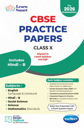 NAVNEET LEARN SMART – CBSE PRACTICE PAPERS CLASS 10 FOR BOARD EXAMS 2026 [English + Hindi B + Social Science + Science + Mathematics (Standard)] Pack Of 1 | CBSE Board