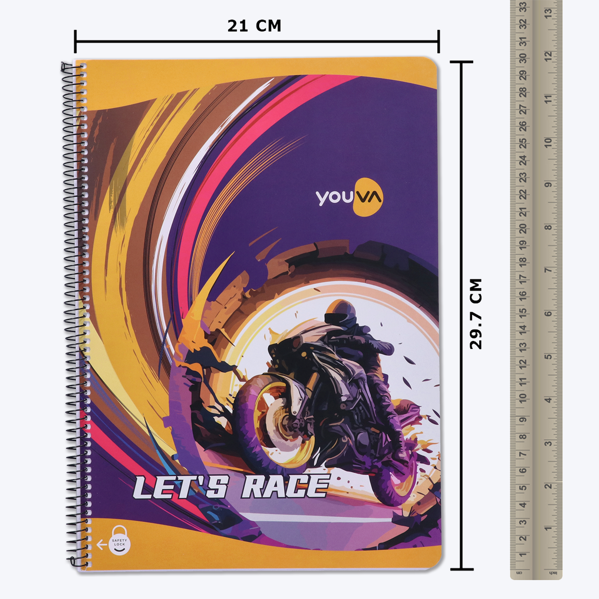 Navneet Youva | Spiral Long Book for students and executives | Spiral Bound with safety lock | A4 size - 21 x 29.7 cm | Unruled / No lines | 140 Pages | Pack of 1