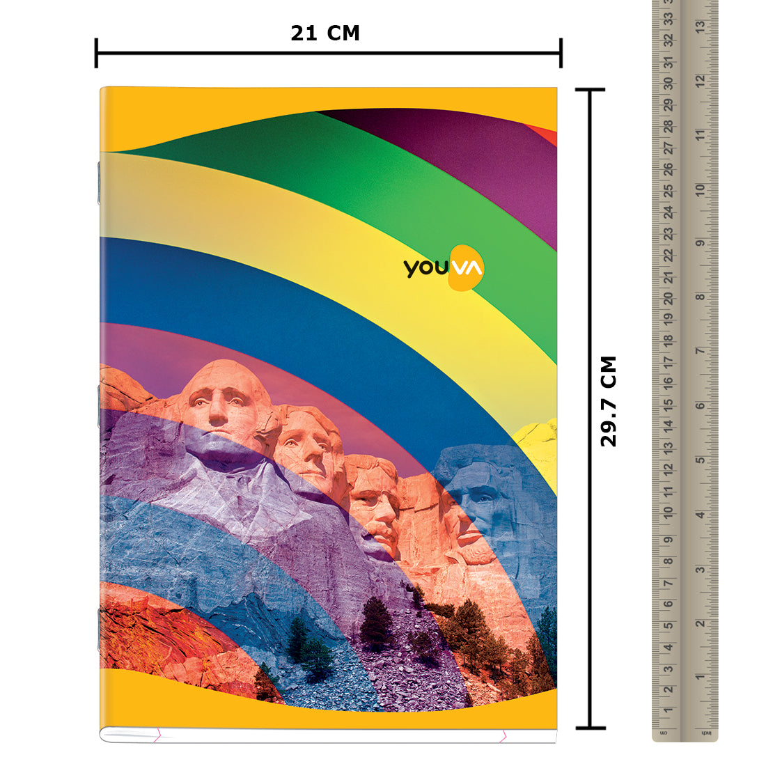 Navneet Youva | Soft Bound Long Book | A4 Size - 21 cm x 29.7 cm | Rainbow design Notebook for students | Single Line | 140 Pages | Pack of 3