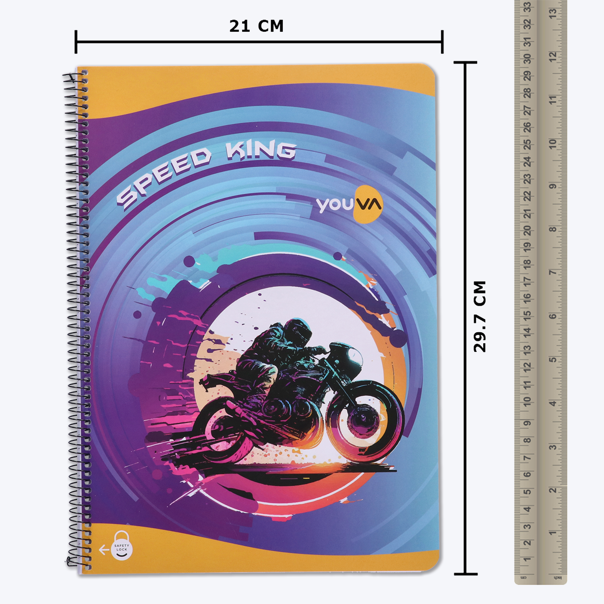 Navneet Youva | Spiral Long Book for students and executives | Spiral Bound with safety lock | A4 size - 21 x 29.7 cm | Single line | 140 Pages | Pack of 1