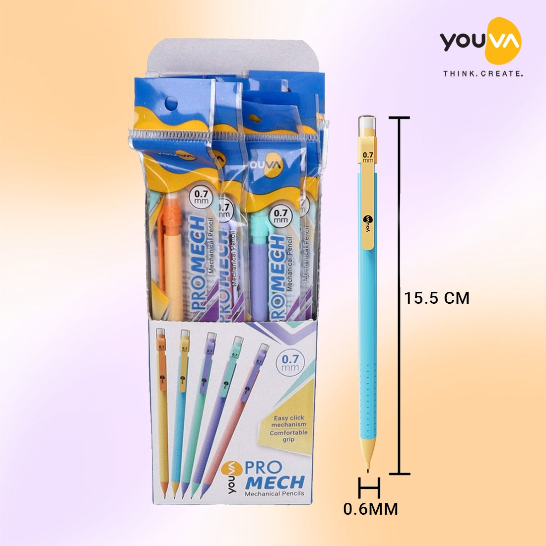 Youva PROMECH Mechanical Pencils| Pack of 10|0.7mm |For School Students by Navneet