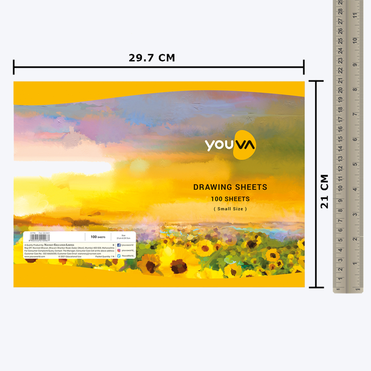 Navneet Youva | Drawing Sheets | Drawing Paper for Students and Budding artists | Big Size 27.5 cm x 34.7 cm | 100 Sheets | Plain | Pack of 1