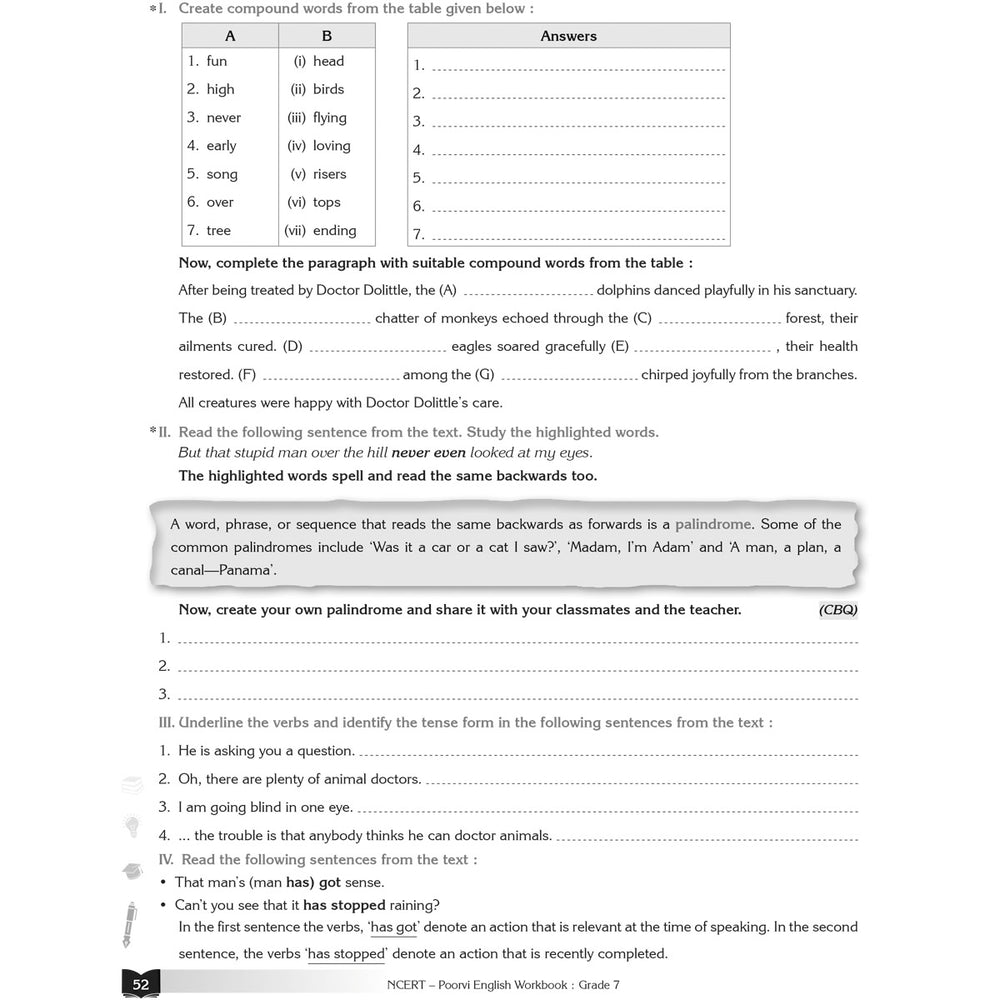 NCERT POORVI ENGLISH WORKBOOK  |  Class  VII  |