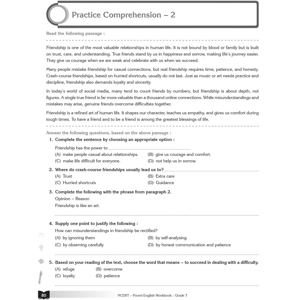 NCERT POORVI ENGLISH WORKBOOK  |  Class  VII  |