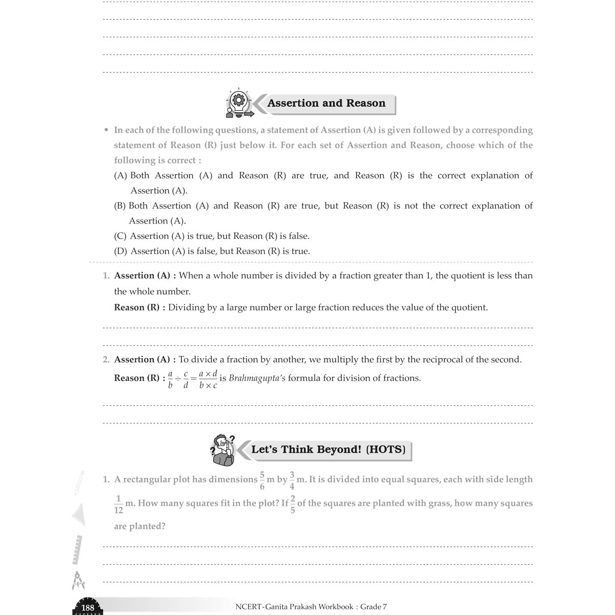 NCERT GANITA PRAKASH WORKBOOK  |  Class  VII  |  PART - 1