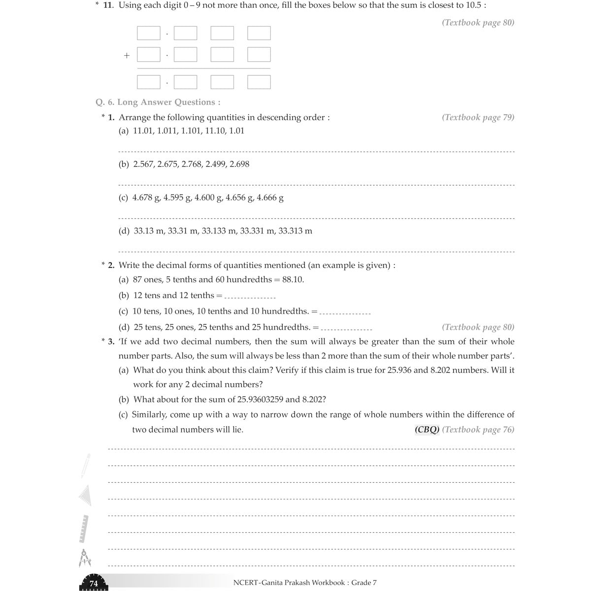 NCERT GANITA PRAKASH WORKBOOK  |  Class  VII  |  PART - 1