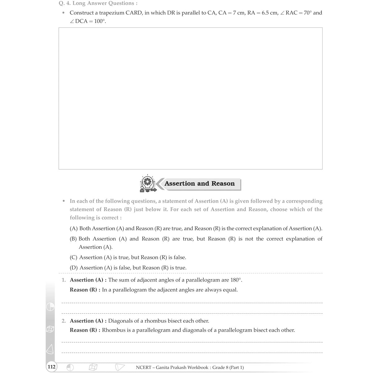 NCERT GANITA PRAKASH WORKBOOK  |  Class  VIII  |  PART - 1
