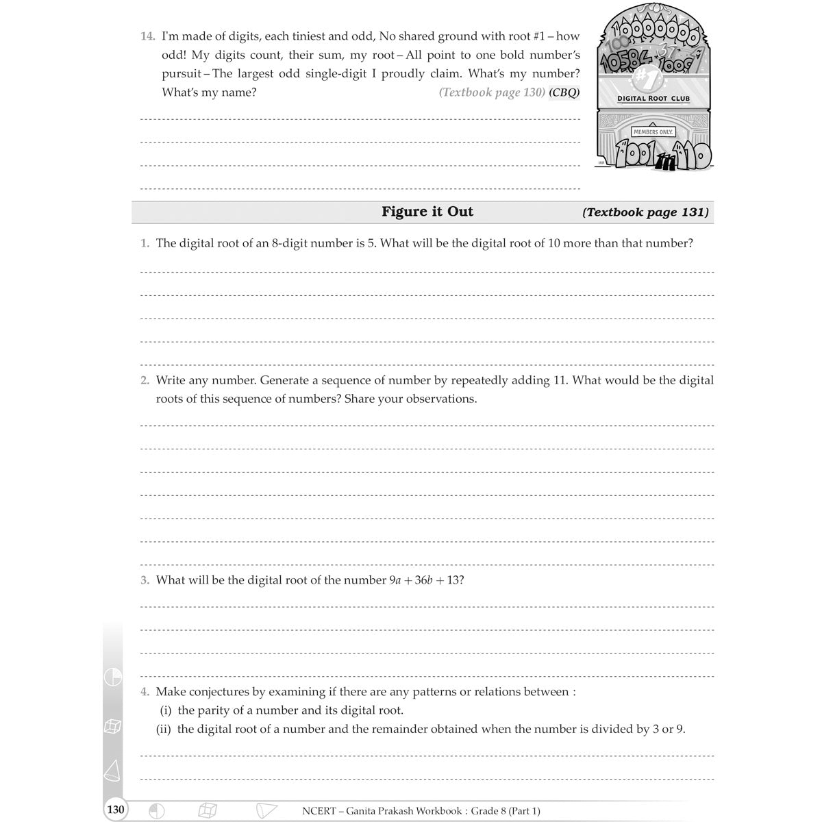NCERT GANITA PRAKASH WORKBOOK  |  Class  VIII  |  PART - 1
