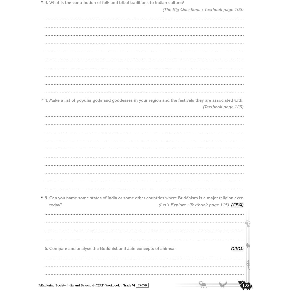 NCERT EXPLORING SOCIETY INDIA AND BEYOND (S.S.) WORKBOOK   |  Class  VI  |