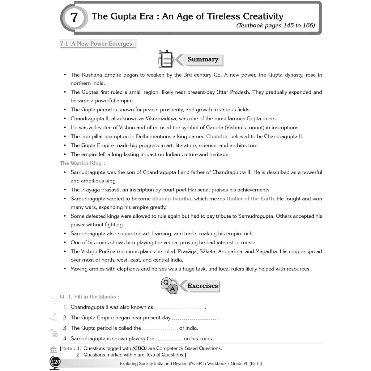 NCERT EXPLORING SOCIETY INDIA AND BEYOND (S.S.) WORKBOOK  |  Class  VII  |  PART - 1