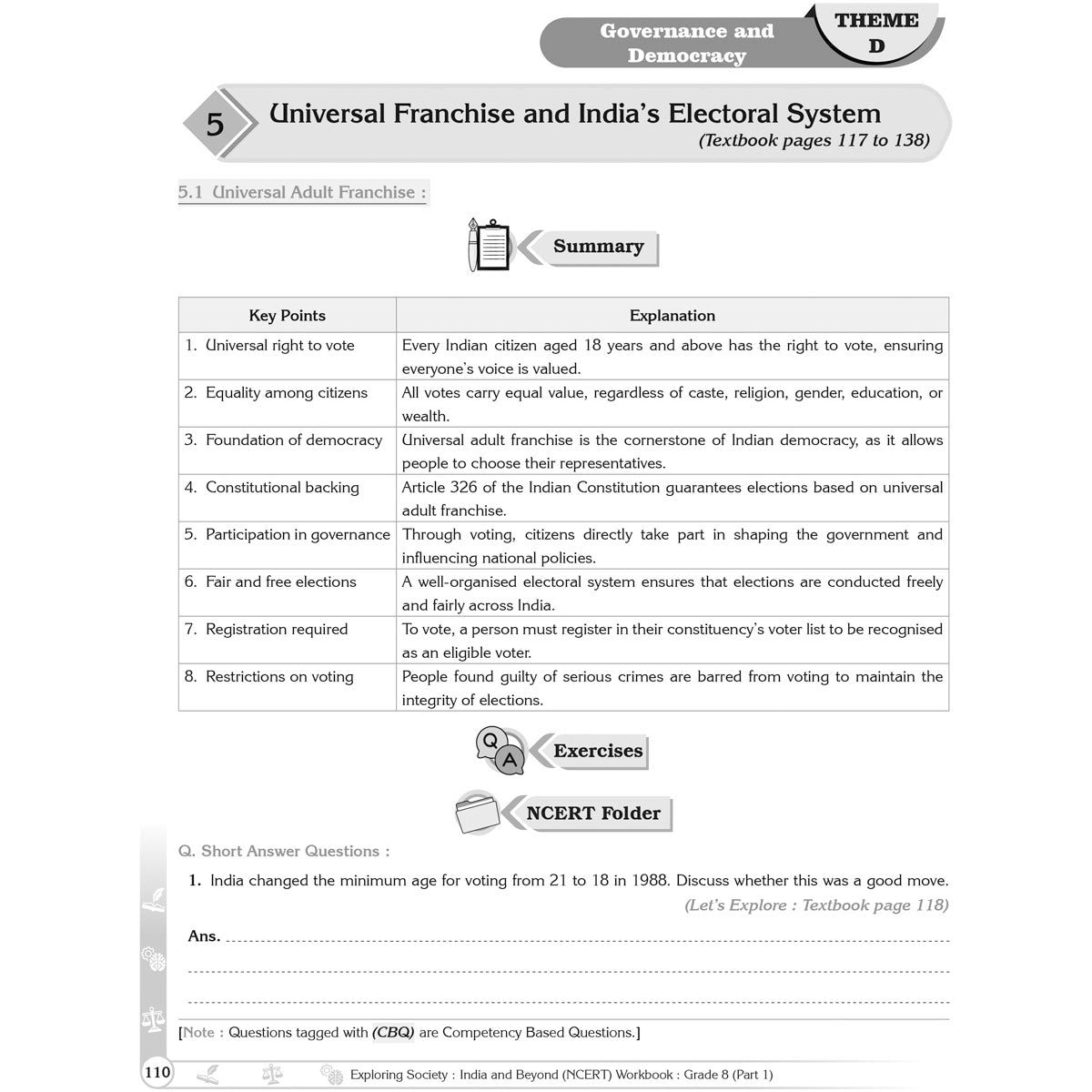 NCERT EXPLORING SOCIETY INDIA AND BEYOND (S.S.) WORKBOOK  |  Class  VIII  |  PART - 1