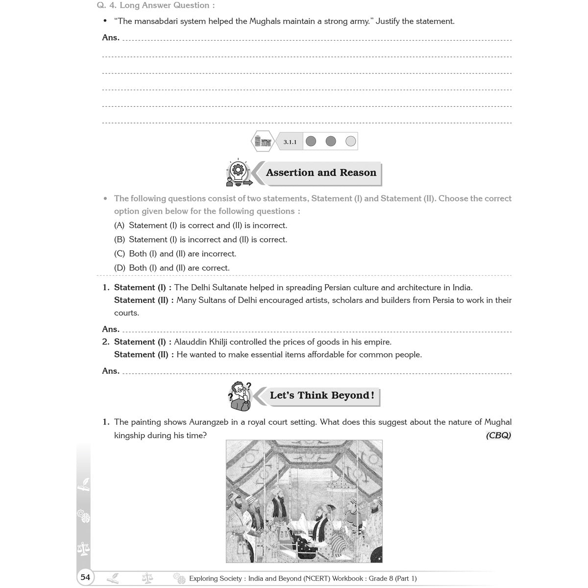 NCERT EXPLORING SOCIETY INDIA AND BEYOND (S.S.) WORKBOOK  |  Class  VIII  |  PART - 1