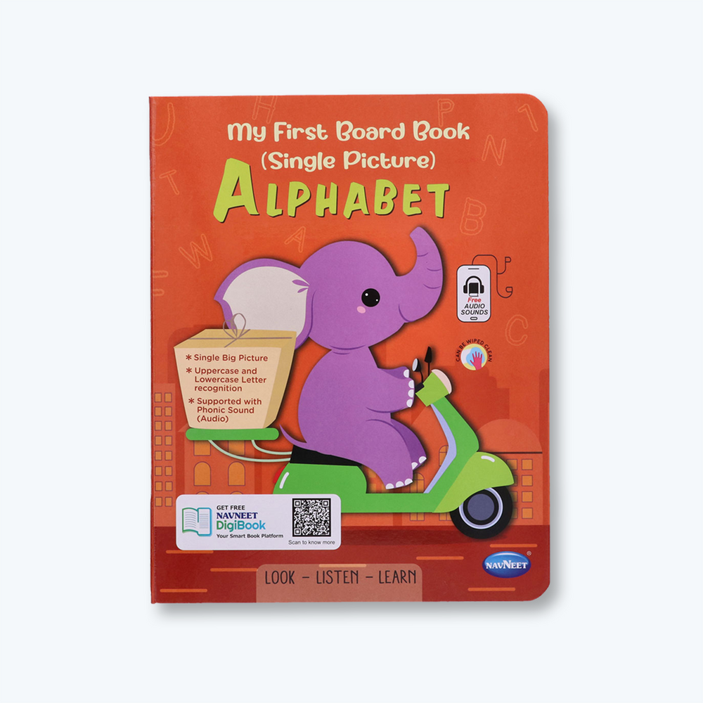 Navneet My First Board Book (Single Picture) Alphabet - Bestselling Picture board books for Babies & Toddlers: Large Picture Board Book with Audio Letter Sounds and ABC song