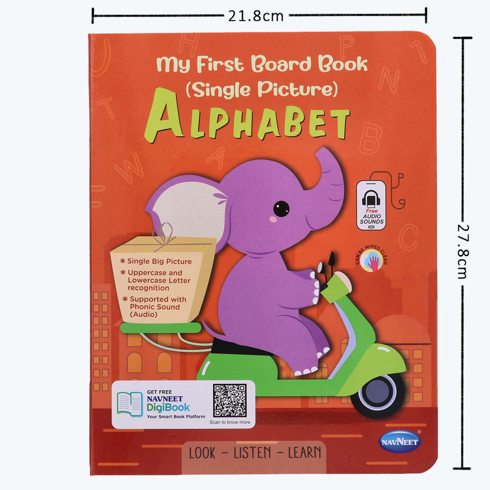 Navneet My First Board Book (Single Picture) Alphabet - Bestselling Picture board books for Babies & Toddlers: Large Picture Board Book with Audio Letter Sounds and ABC song