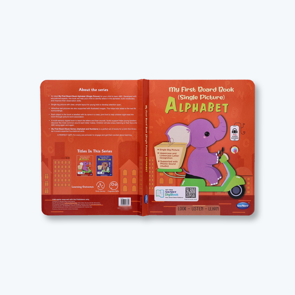 Navneet My First Board Book (Single Picture) Alphabet - Bestselling Picture board books for Babies & Toddlers: Large Picture Board Book with Audio Letter Sounds and ABC song