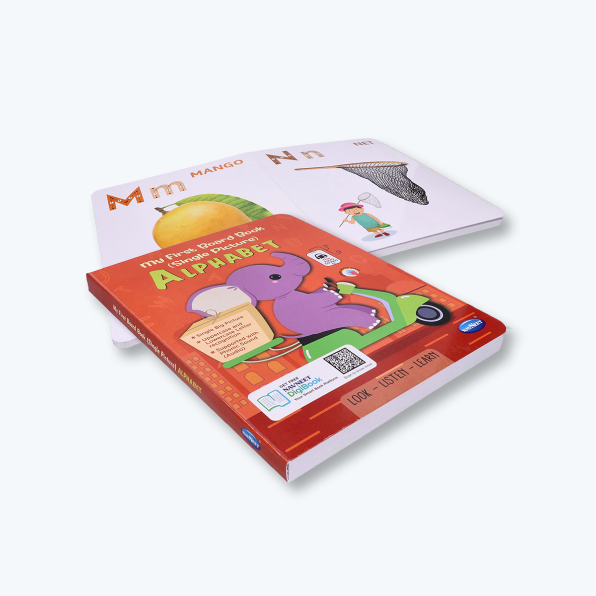 Navneet My First Board Book (Single Picture) Alphabet - Bestselling Picture board books for Babies & Toddlers: Large Picture Board Book with Audio Letter Sounds and ABC song