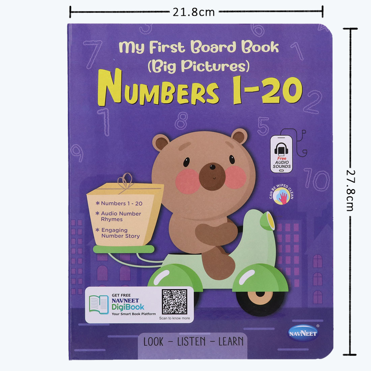 Navneet My First Board Book (Single Picture) Numbers 1 to 20- Bestselling Picture board books for Babies & Toddlers: Large Picture Board Book with Audio Number Sounds and Counting Songs